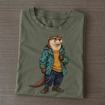 River Otter Wardrobe Portrait Wild Wardrobe Portraits Classic T-shirt – Army Green