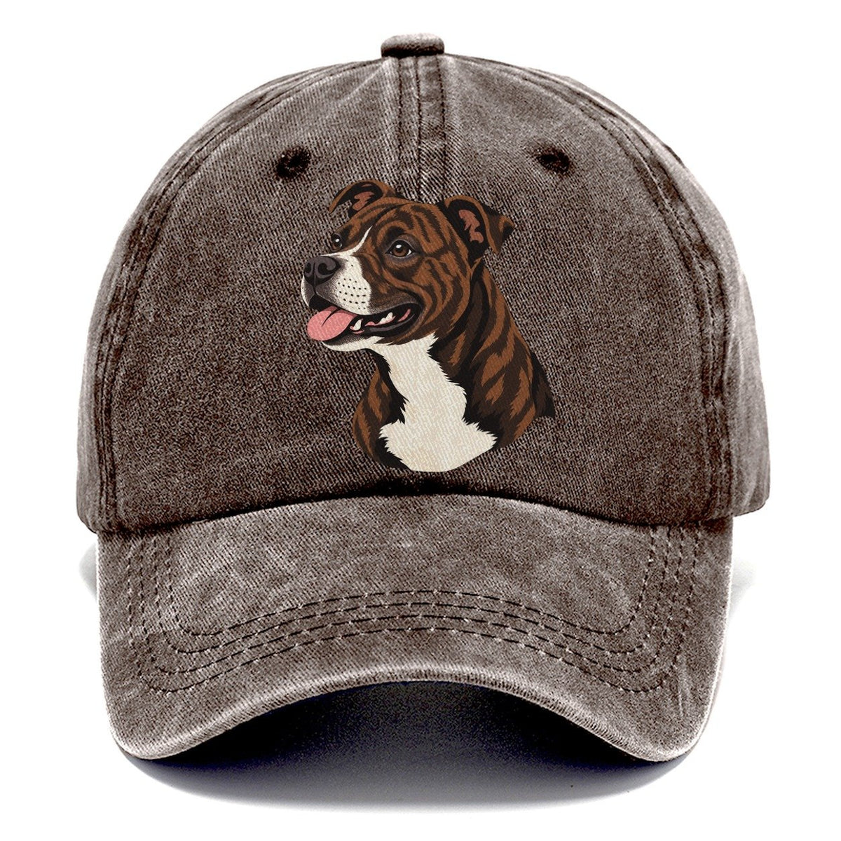 Brindle Pitbull Portrait Classic Cap – Brown
