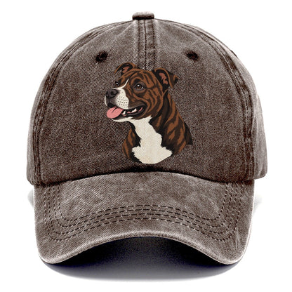 Brindle Pitbull Portrait Classic Cap – Brown