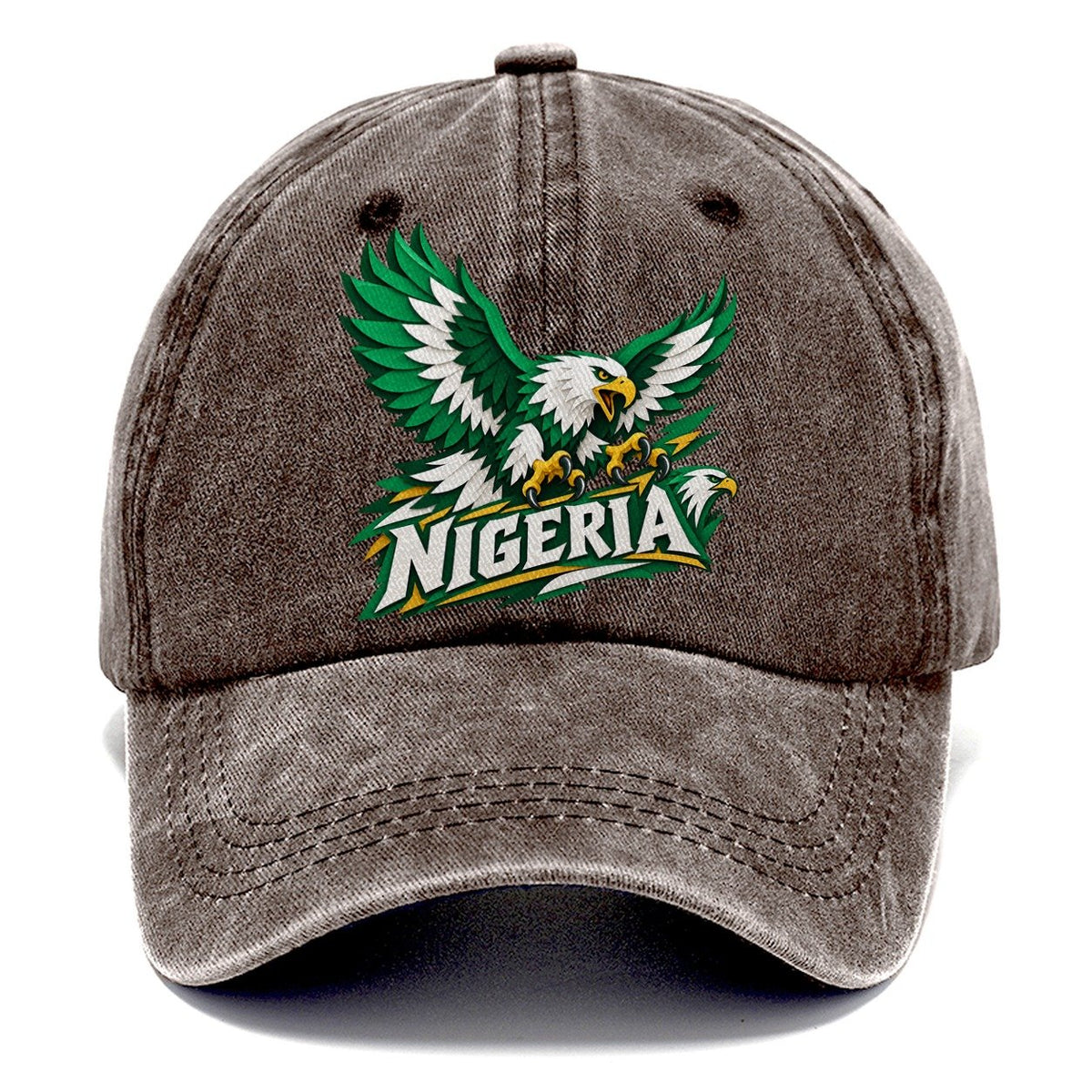 Nigeria Cut-Paper Retro Badge Classic Cap – Brown