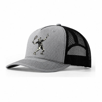 Tennis Trophy Serve Global Sports Ink Figures Trucker Hat – Sport Grey Black