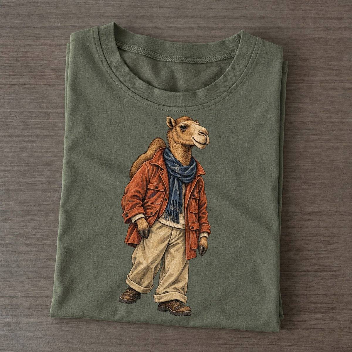 Dromedary Camel Wardrobe Portrait Wild Wardrobe Portraits Classic T-shirt – Army Green