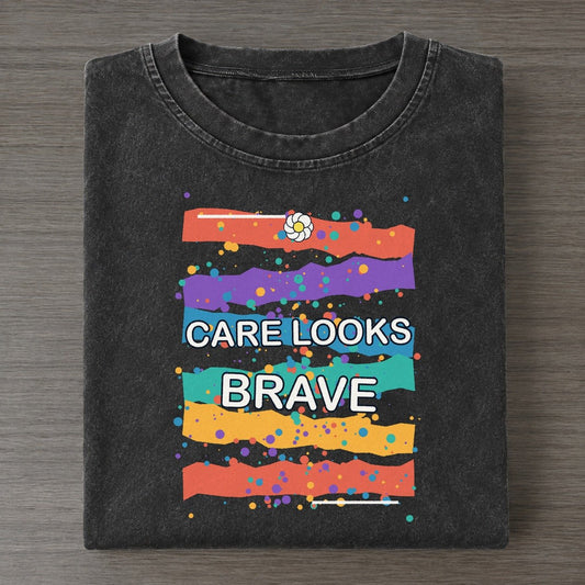 Care Looks Brave Colorburst Uplift Vintage T-shirt – Black