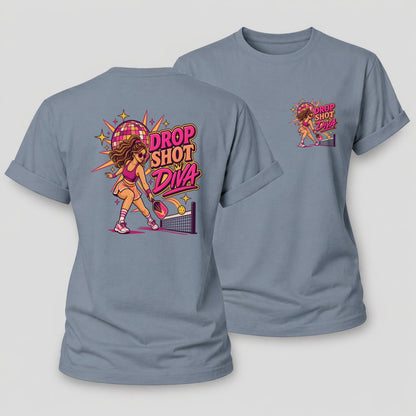 Drop Shot Diva Pickleball Life Women's Cotton T-Shirt – Aegean Blue