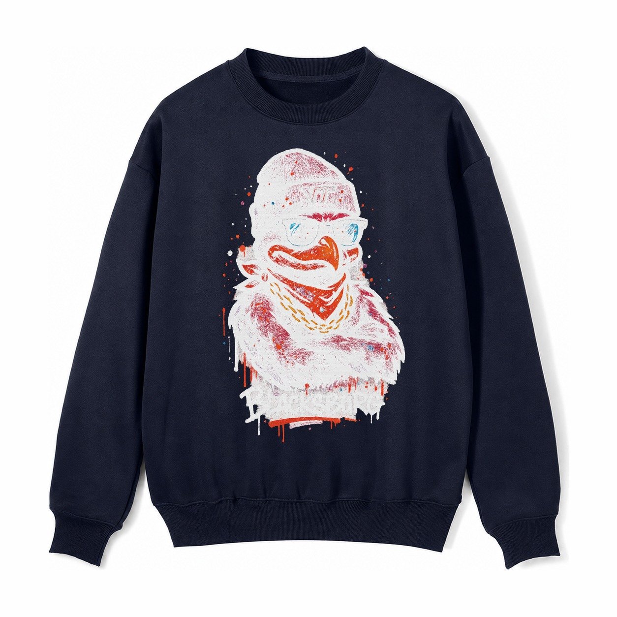 Blacksburg Hokiebird Wearing Virginia Tech Beanie With Vt Pa Fleece Sweatshirt – Navy Blue