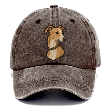 Whippet Head Portrait Fan Favorites Classic Cap – Brown