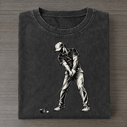 Golf Fairway Drive Global Sports Ink Figures Vintage T-shirt – Black
