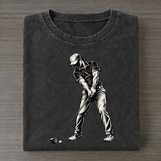 Golf Fairway Drive Global Sports Ink Figures Vintage T-shirt – Black