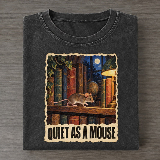 Mouse Quiet As A Mouse Animal Puns Vol. 2 Vintage T-shirt – Black