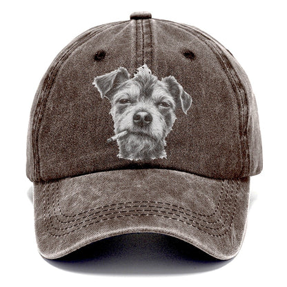 Terrier Mix A Loosely Hand Rolled Cigarette Smoking Dogs Smoking Dogs Portraits Classic Cap – Brown