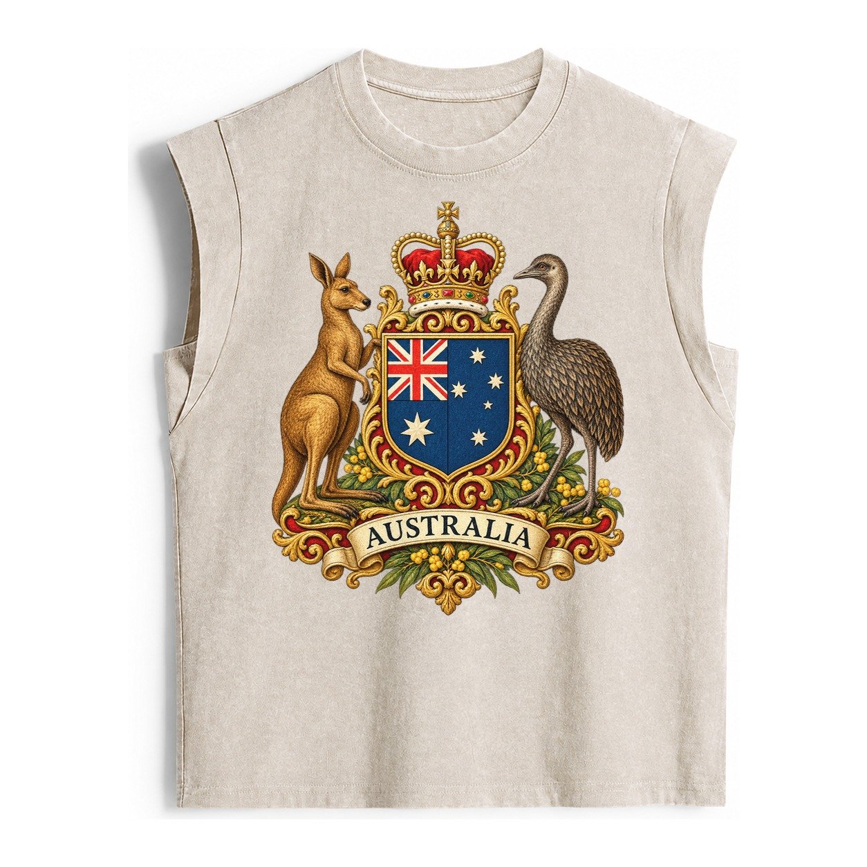 Heritage Coat Badge Vintage Washed Tank – Beige
