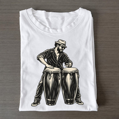 Conga Player Open Tone Lean Global Music Ink Figures Classic T-shirt – White