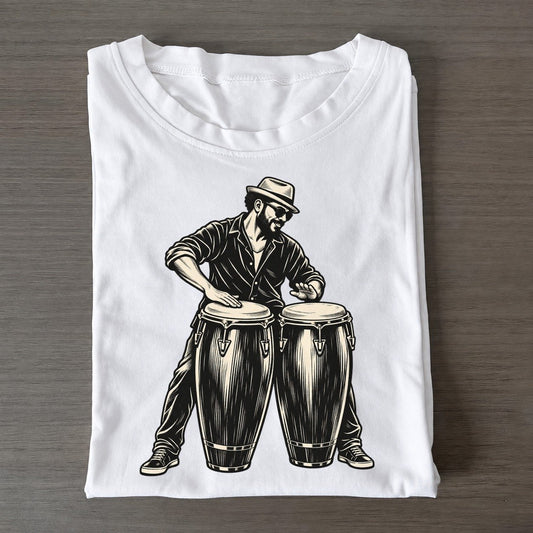 Conga Player Open Tone Lean Global Music Ink Figures Classic T-shirt – White