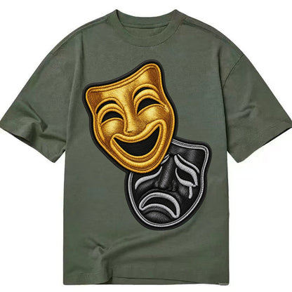 Broadway Masks Comedy Tragedy Masks In Gold And Black Theate Classic T-shirt – Army Green