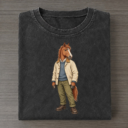 Chestnut Horse Wardrobe Portrait Wild Wardrobe Portraits Vintage T-shirt – Black
