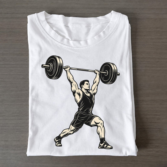 Weightlifter Split Jerk Global Sports Ink Figures Classic T-shirt – White