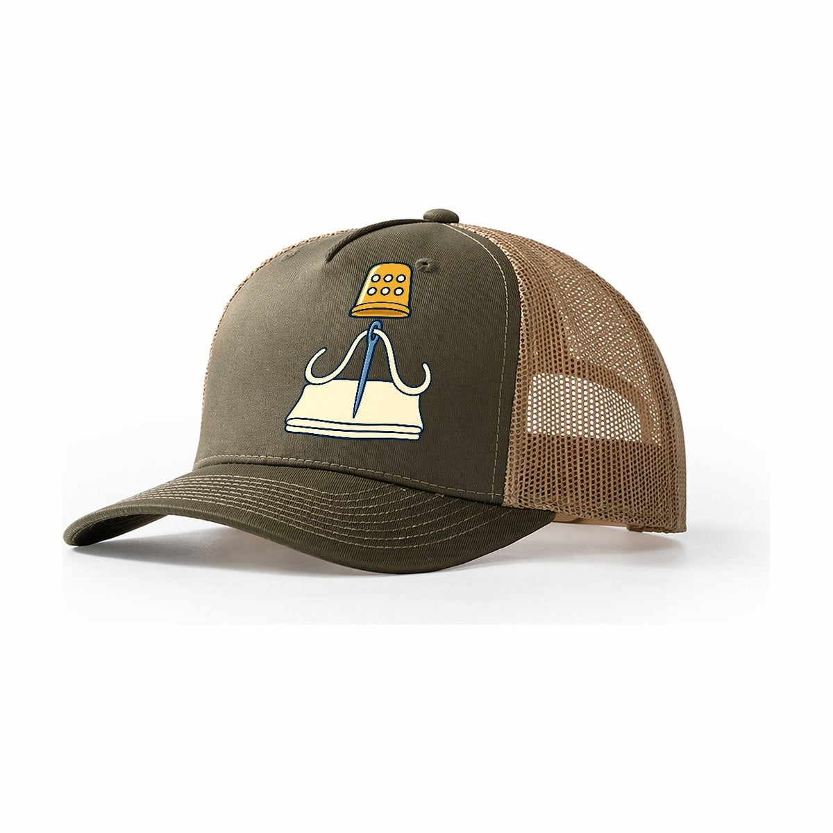 Needle And Thimble Sewing And Quilting Trucker Hat – Olive Khaki