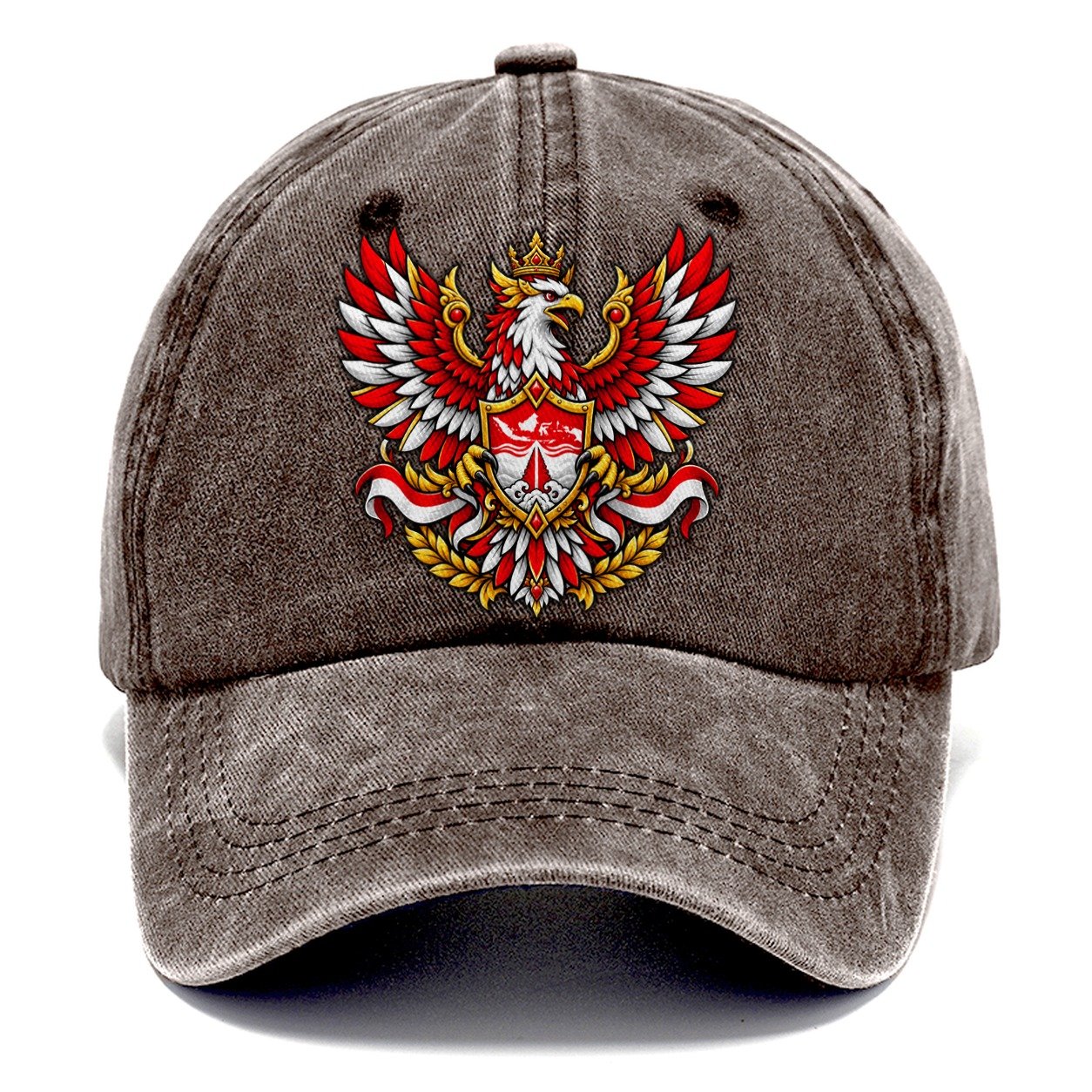 Indonesia Heraldic Crest Country Logos Classic Cap – Brown