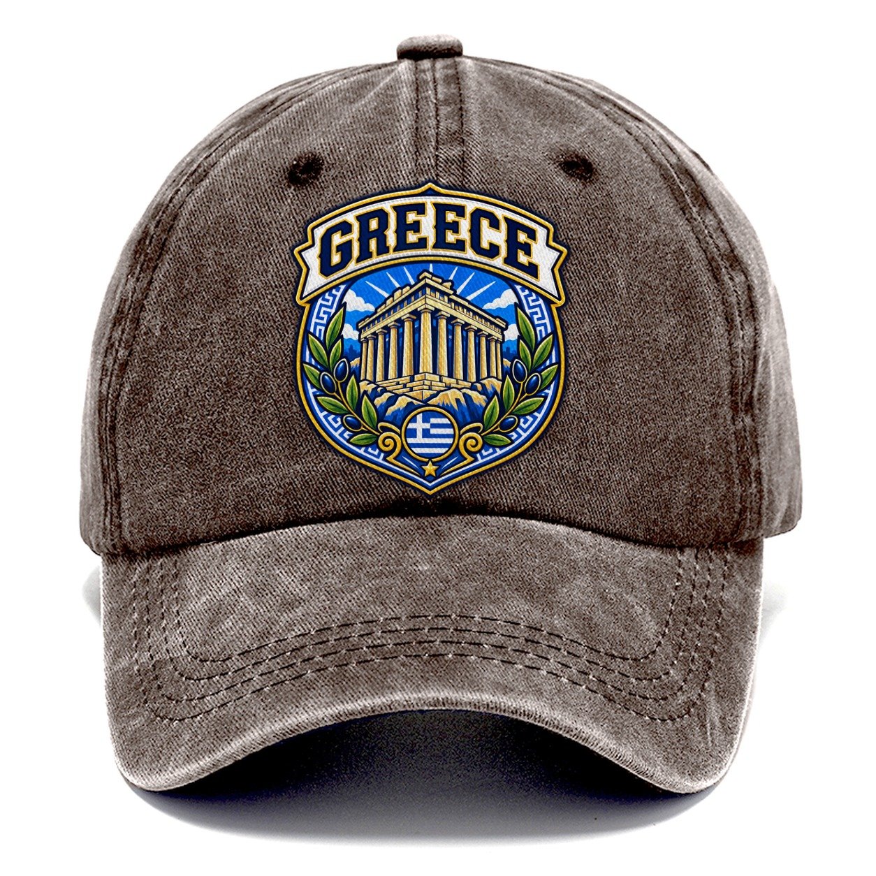 Greece Retro Badge Country Logos Classic Cap – Brown