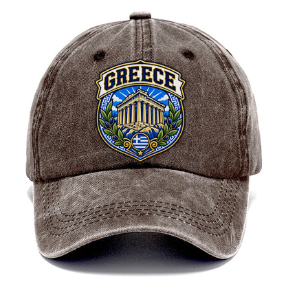 Greece Retro Badge Country Logos Classic Cap – Brown