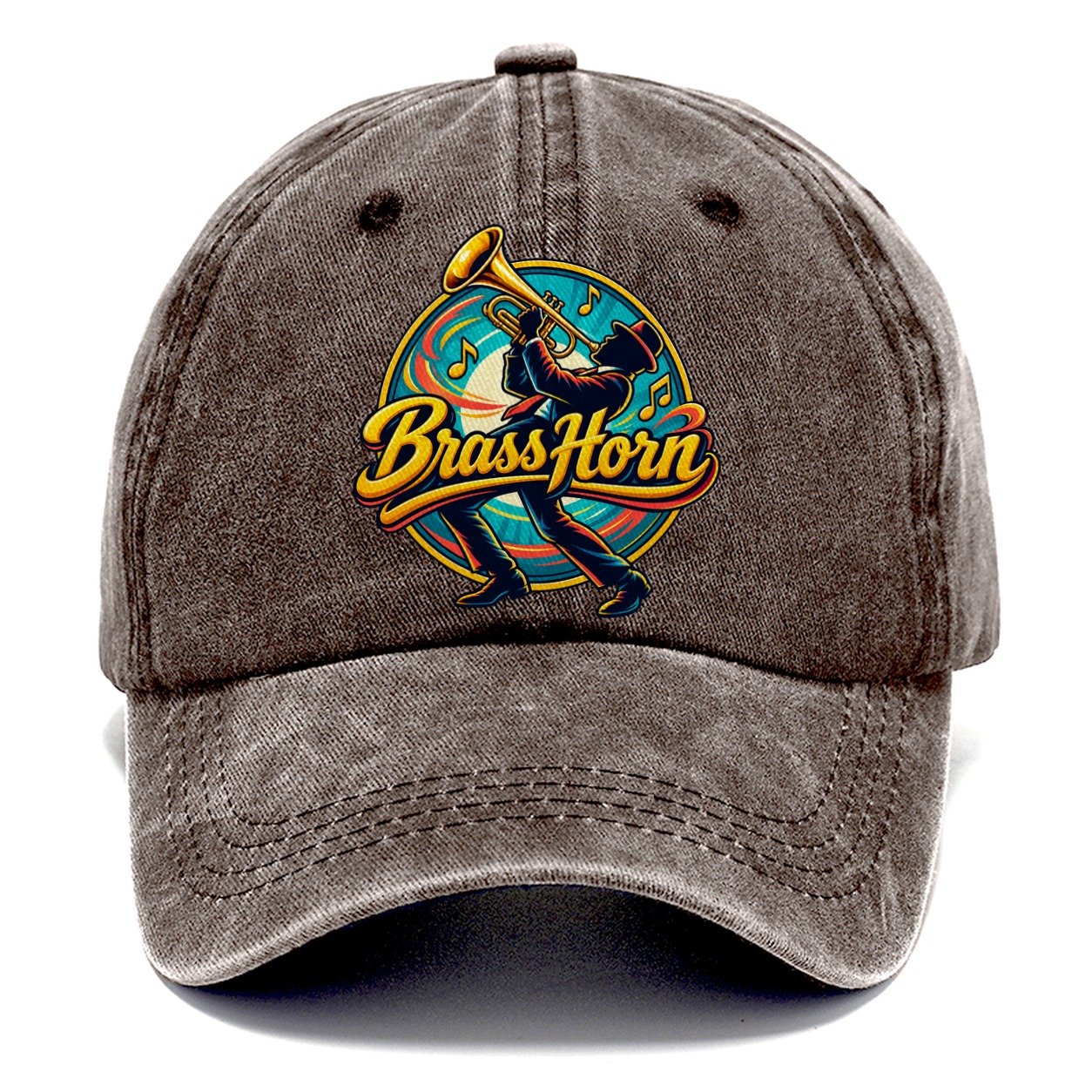 Brass Horn Crest Music Instruments Classic Cap – Brown