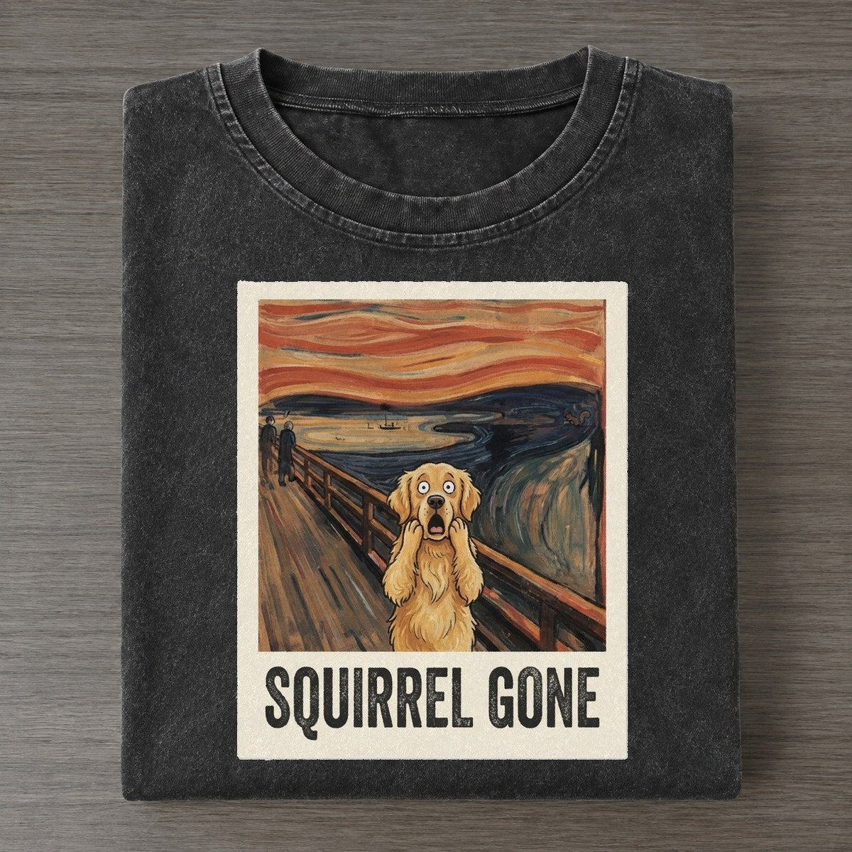 Golden Retriever Scream Squirrel Gone Scream Vintage T-shirt – Black