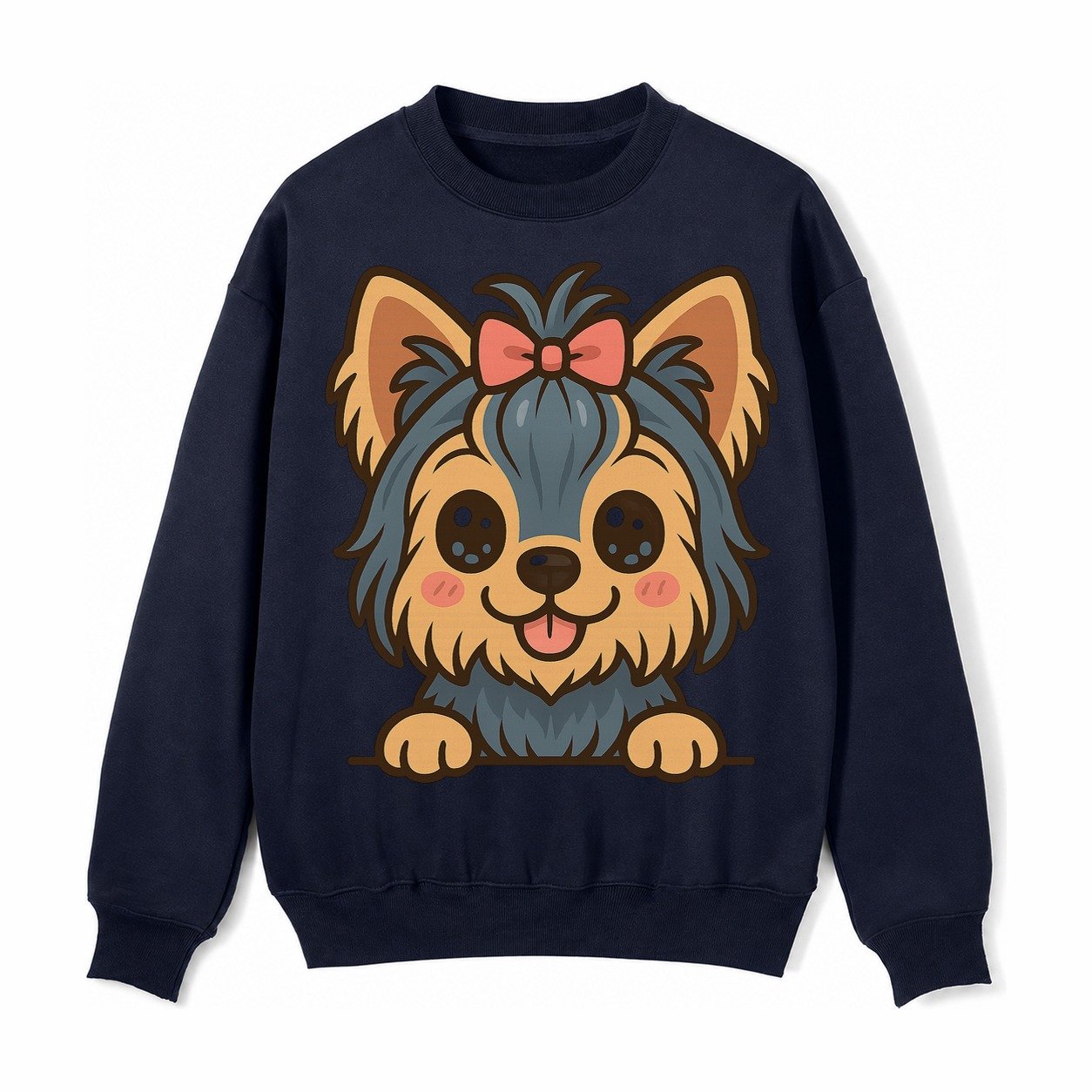 Yorkshire Terrier Modern Tiny Dog Logo Fleece Sweatshirt – Navy Blue