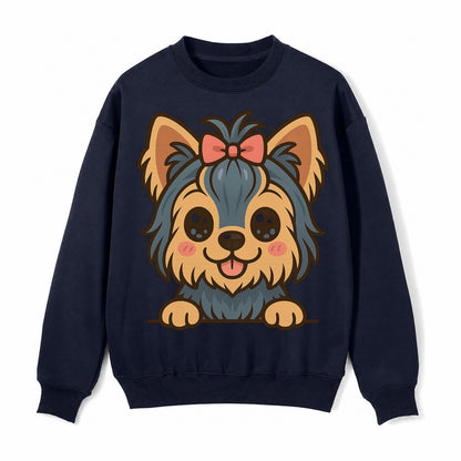 Yorkshire Terrier Modern Tiny Dog Logo Fleece Sweatshirt – Navy Blue