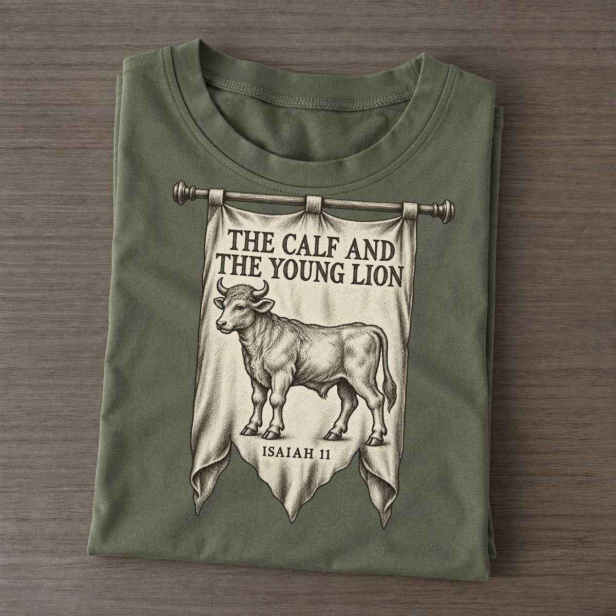 The Calf And The Young Lion Beast And Banner Classic T-shirt – Army Green