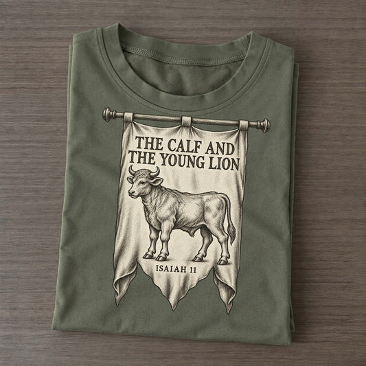 The Calf And The Young Lion Beast And Banner Classic T-shirt – Army Green