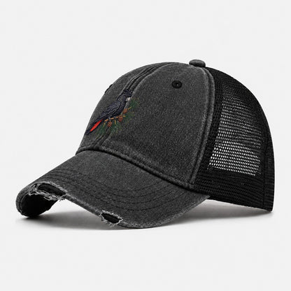 Glossy Black Cockatoo And She Oak Cones Australia Cultural Icons Washed Trucker Hat – Black