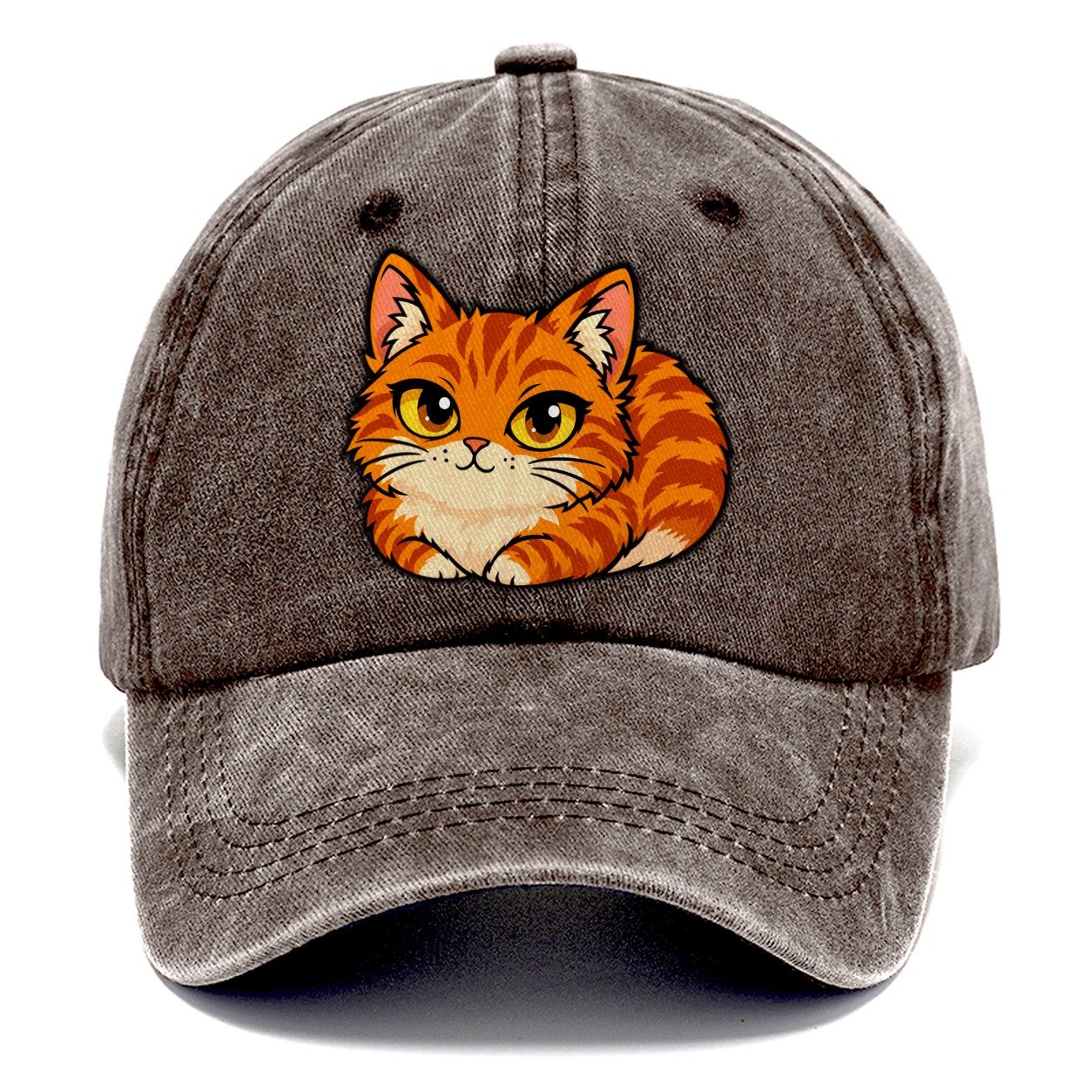 Orange Tabby Loafing Peeking Cats Classic Cap – Brown