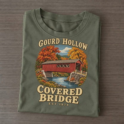Covered Bridge Gourd Hollow Classic T-shirt – Army Green