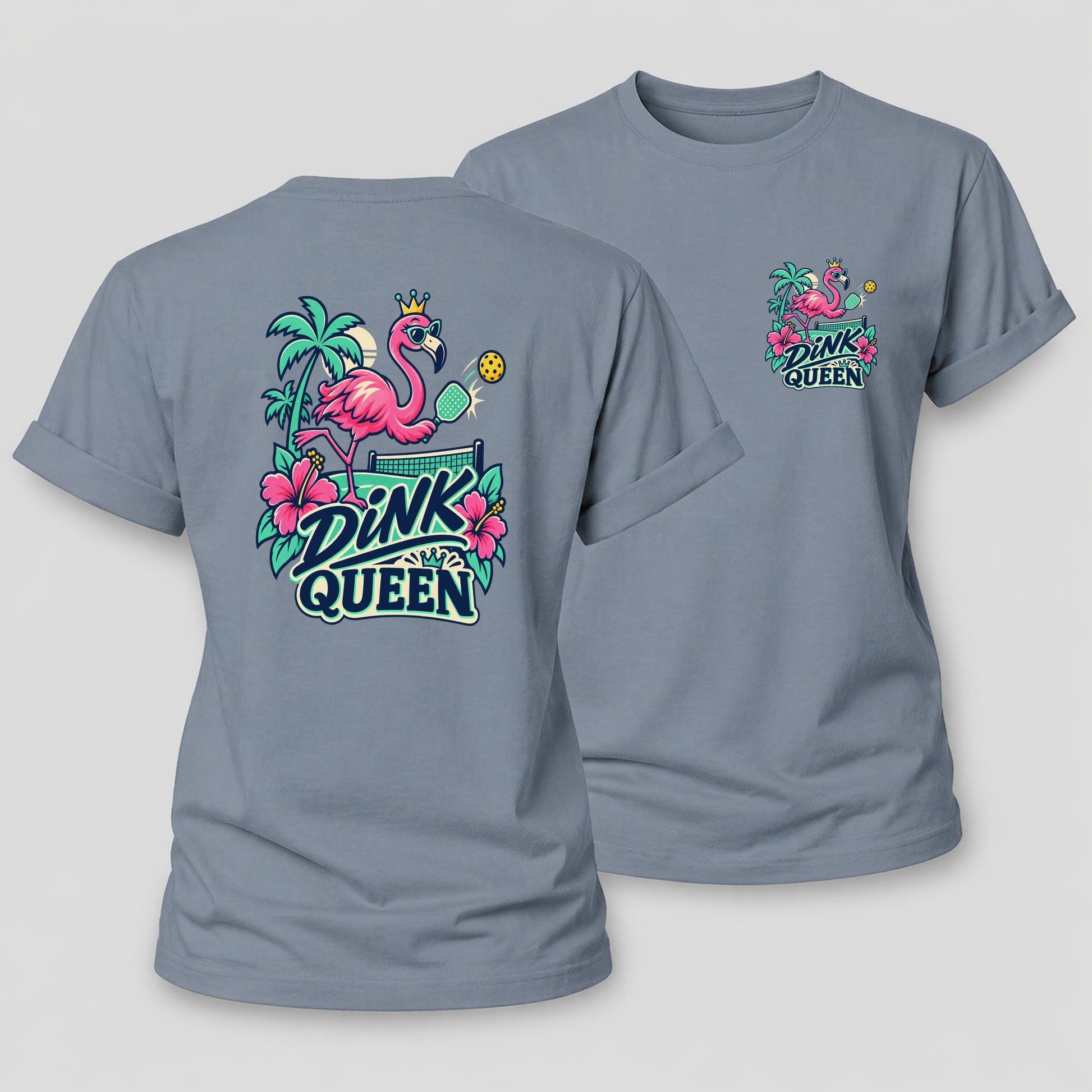 Flamingo Dink Queen Pickleball Life Women's Cotton T-Shirt – Aegean Blue