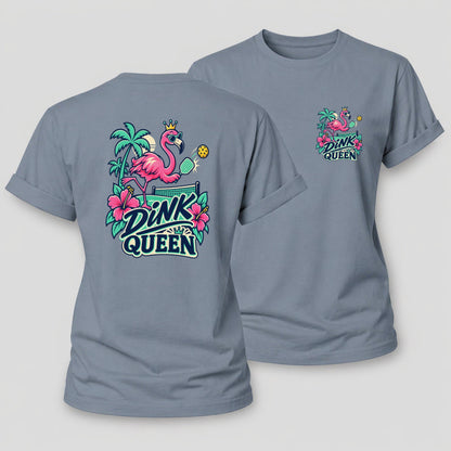 Flamingo Dink Queen Pickleball Life Women's Cotton T-Shirt – Aegean Blue