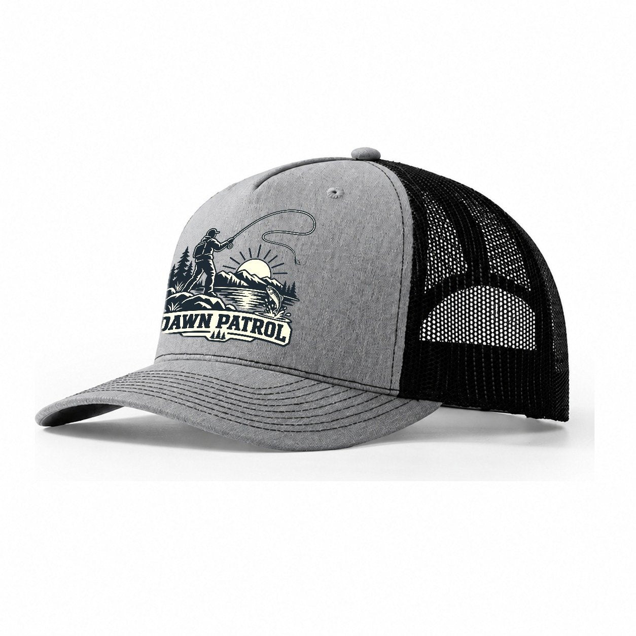 Dawn Patrol Angler Fishing Elegant Trucker Hat – Sport Grey Black