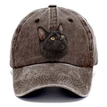 Black Cat Upturned Whiskers Pastimes Companions Classic Cap – Brown