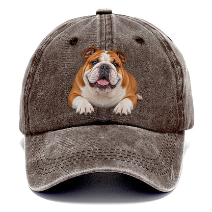English Bulldog Lying Down Top Breeds Classic Cap – Brown