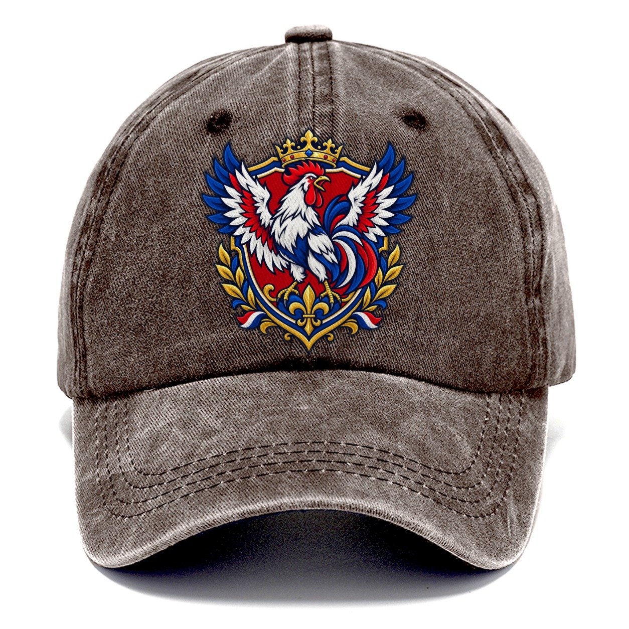 France Heraldic Crest Country Logos Classic Cap – Brown