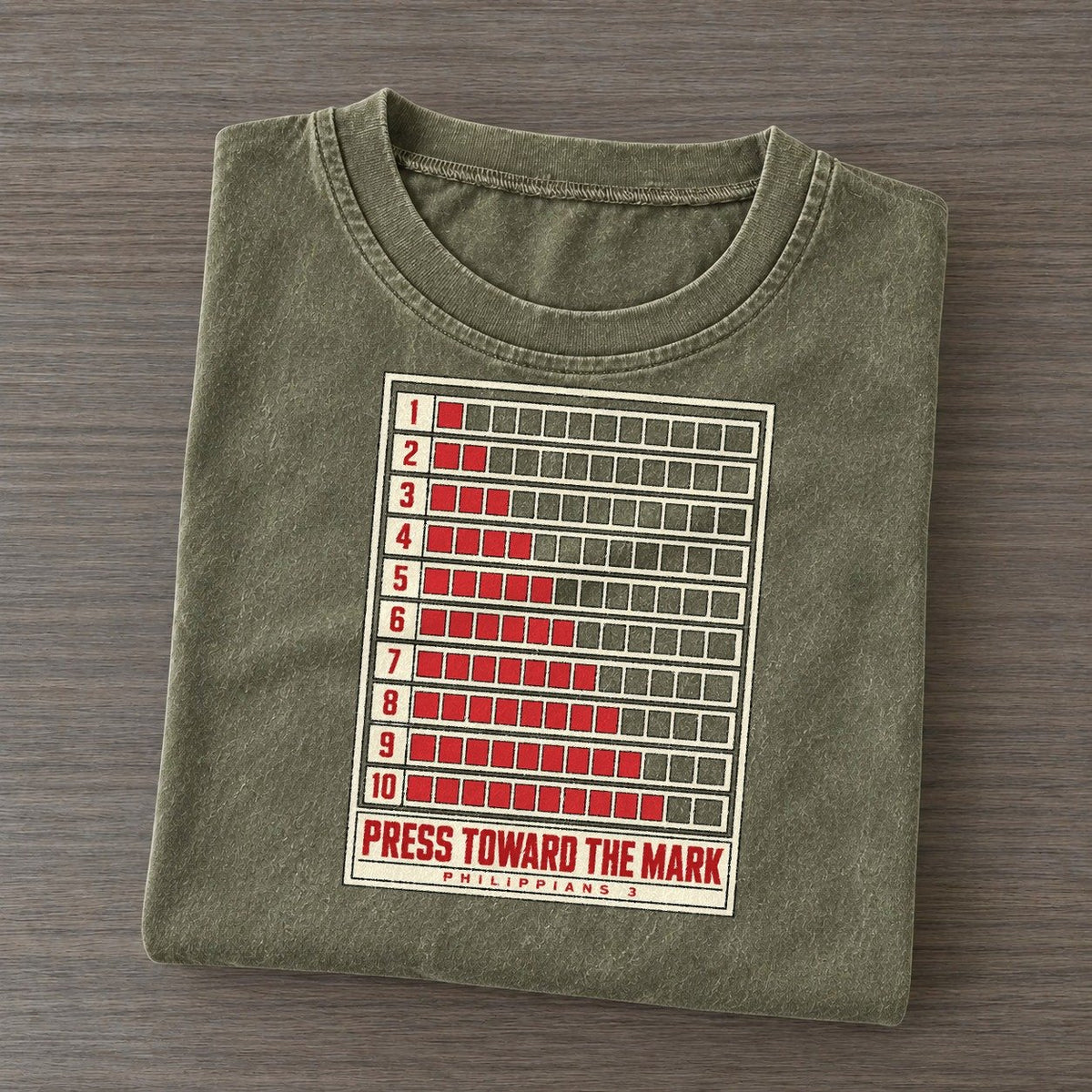 Press Toward The Mark Pit Board Parables Vintage T-shirt – Army Green
