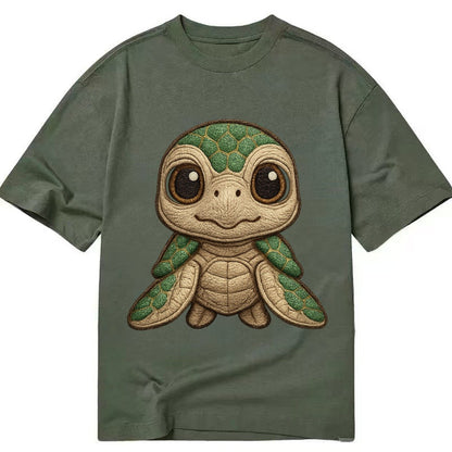 Baby Green Sea Turtle Emerald Shell Large Innocent Brown Eye Classic T-shirt – Army Green