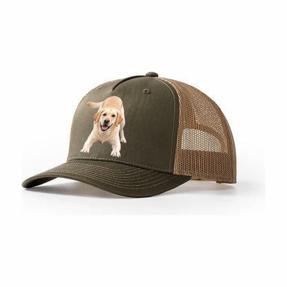 Labrador Retriever Play Bow Top Breeds Trucker Hat – Olive Khaki