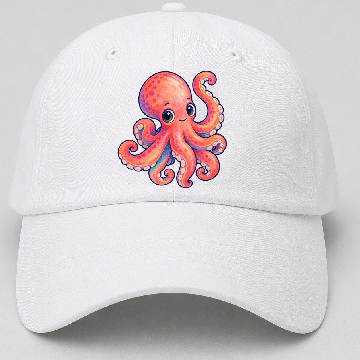 Octopus Tucked Curl Sea Sprite Baseball Cap – White