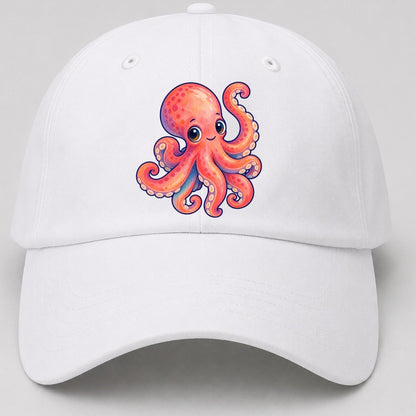 Octopus Tucked Curl Sea Sprite Baseball Cap – White