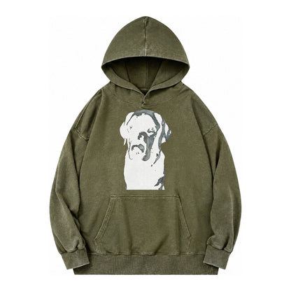 Black Labrador Vintage Washed Hoodie – Army Green