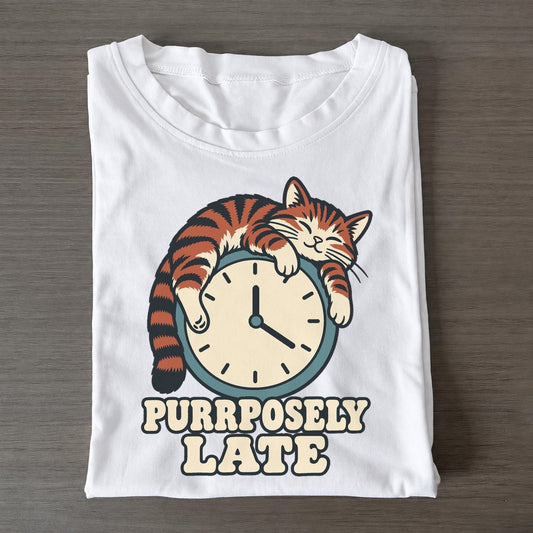 Purrposely Late Familiar Punchlines Classic T-shirt – White