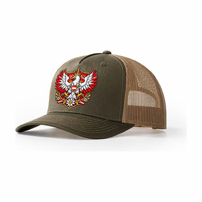 Austria Heraldic Crest Country Logos Trucker Hat – Olive Khaki
