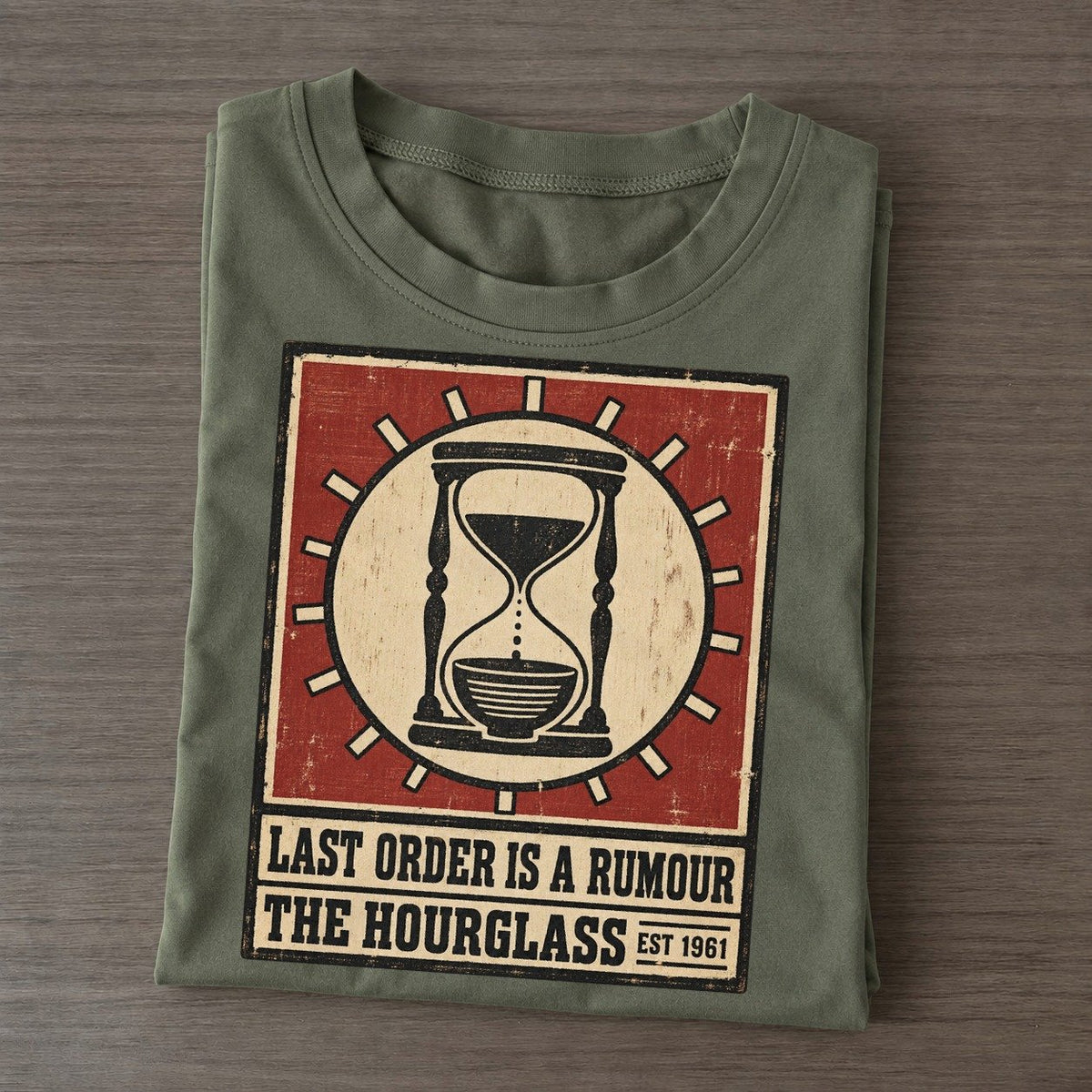 Hourglass Hour Izakaya Rules Classic T-shirt – Army Green