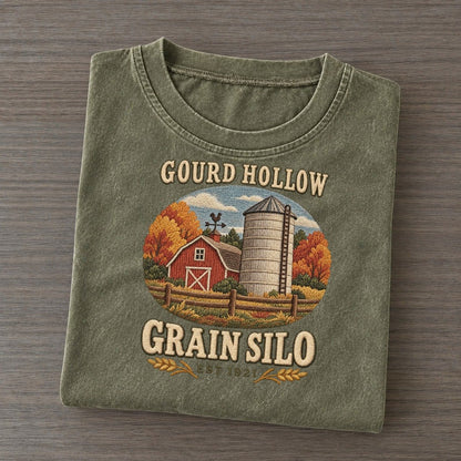 Grain Silo Gourd Hollow Vintage T-shirt – Army Green