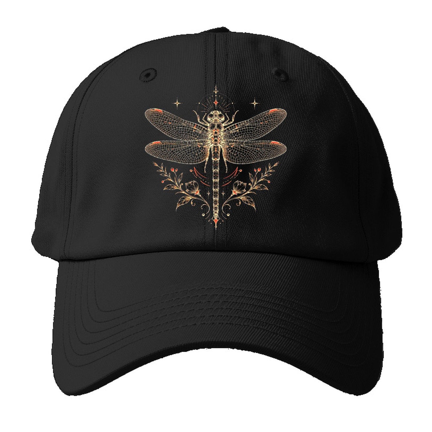 White Dragonfly Baseball Cap – Black
